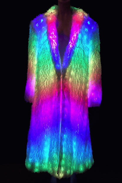 Psychedelic LED Fur Coat - Enlighted Designs