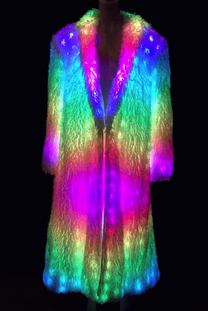 Psychedelic LED Fur Coat - Enlighted Designs