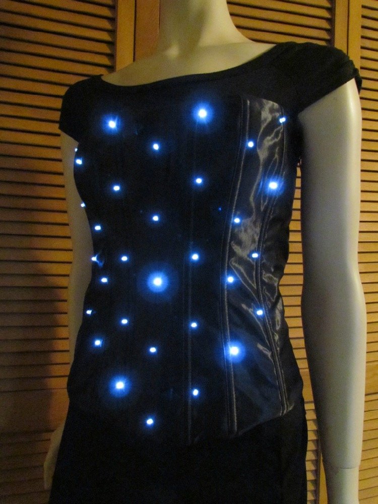 Black Corset with White LEDs