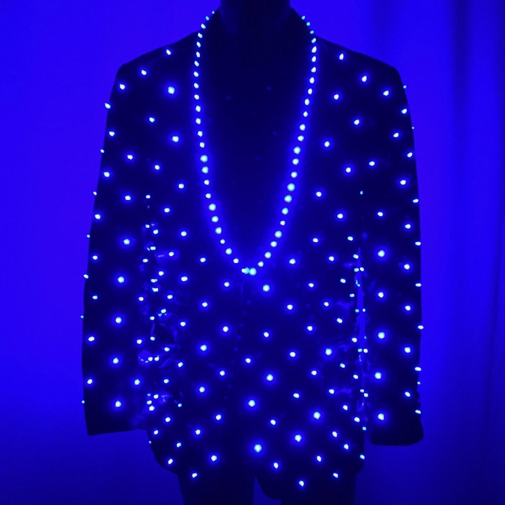 Blue tuxedo jacket with LEDs