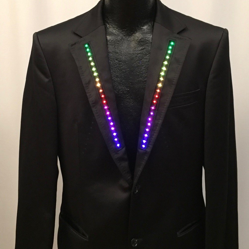 Suit Jacket with LED Collar Stripes