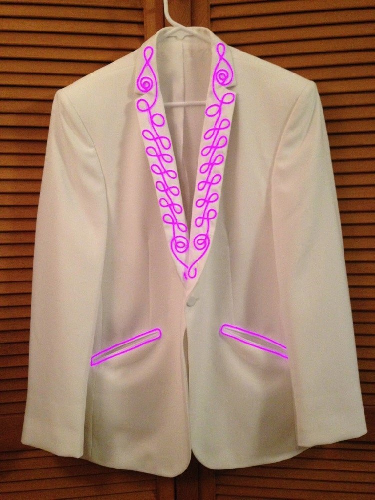 White Coat with Pink EL Wire